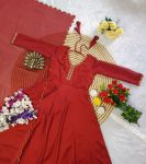 TRADITIONAL RANGOLI SILK HAND EMBROIDERY WORK GOWN WITH DUPATTA PARTY WEAR WHOLESALE PRICE ETHNIC GARMENT (6)