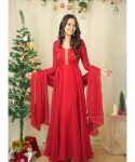TRADITIONAL RANGOLI SILK HAND EMBROIDERY WORK GOWN WITH DUPATTA PARTY WEAR WHOLESALE PRICE ETHNIC GARMENT (6)