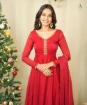 TRADITIONAL RANGOLI SILK HAND EMBROIDERY WORK GOWN WITH DUPATTA PARTY WEAR WHOLESALE PRICE ETHNIC GARMENT (6)