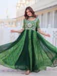 TRENDING BANDHEJ FAUX GEORGETTE EMBROIDERY SEQUENCE WORK GOWN WITH DUPATTA FESTIVE WEAR WHOLESALE PRICE ETHNIC GARMENT (6)
