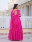 TRENDING BANDHEJ FAUX GEORGETTE EMBROIDERY SEQUENCE WORK GOWN WITH DUPATTA FESTIVE WEAR WHOLESALE PRICE ETHNIC GARMENT (9)