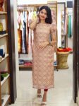 TRENDING CHANDERI SILK DIGITAL PRINTED ONLY KURTI BABY PINK