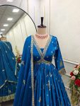 TRENDING CHINON EMBROIDERY SEQUENCE WORK ALIA CUT DESIGN GOWN BOTTOM WITH DUPATTA PARTY WEAR WHOLESALE PRICE ETHNIC GARMENT (1)