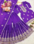 TRENDING CHINON SILK EMBROIDREY SEQUENCE WORK TOP SHARARA WITH DUPATTA PARTY WEAR WHOLESALE PRICE ETHNIC GARMENT (4)