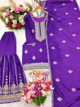 TRENDING CHINON SILK EMBROIDREY SEQUENCE WORK TOP SHARARA WITH DUPATTA PARTY WEAR WHOLESALE PRICE ETHNIC GARMENT (4)