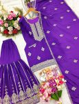 TRENDING CHINON SILK EMBROIDREY SEQUENCE WORK TOP SHARARA WITH DUPATTA PARTY WEAR WHOLESALE PRICE ETHNIC GARMENT (4)