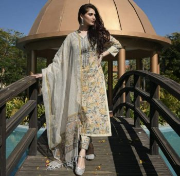 TRENDING COTTON BLEND PRINTED TOP BOTTOM WITH DUPATTA YELLOW
