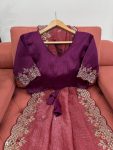 TRENDING CRUNCHY SILK EMBROIDREY SEQUENCE WORK SAREE WITH UNSTITCHED BLOUSE PARTY WEAR WHOLESALE PRICE ETHNIC GARMENT (15)
