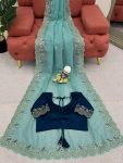 TRENDING CRUNCHY SILK EMBROIDREY SEQUENCE WORK SAREE WITH UNSTITCHED BLOUSE PARTY WEAR WHOLESALE PRICE ETHNIC GARMENT (8)