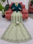 TRENDING CRUNCHY SILK EMBROIDREY SEQUENCE WORK SAREE WITH UNSTITCHED BLOUSE PARTY WEAR WHOLESALE PRICE ETHNIC GARMENT (7)