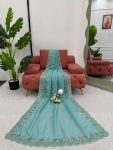 TRENDING CRUNCHY SILK EMBROIDREY SEQUENCE WORK SAREE WITH UNSTITCHED BLOUSE PARTY WEAR WHOLESALE PRICE ETHNIC GARMENT (8)