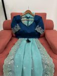 TRENDING CRUNCHY SILK EMBROIDREY SEQUENCE WORK SAREE WITH UNSTITCHED BLOUSE PARTY WEAR WHOLESALE PRICE ETHNIC GARMENT (8)