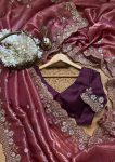 TRENDING CRUNCHY SILK EMBROIDREY SEQUENCE WORK SAREE WITH UNSTITCHED BLOUSE PARTY WEAR WHOLESALE PRICE ETHNIC GARMENT (15)