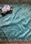 TRENDING CRUNCHY SILK EMBROIDREY SEQUENCE WORK SAREE WITH UNSTITCHED BLOUSE PARTY WEAR WHOLESALE PRICE ETHNIC GARMENT (8)