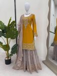 TRENDING GEORGETTE CODING SEQUENCE EMBROIDERY WORK TOP SHARARA WITH DUPATTA PARTY WEAR WHOLESALE PRICE ETHNIC GARMENT (9)