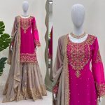 TRENDING GEORGETTE CODING SEQUENCE EMBROIDERY WORK TOP SHARARA WITH DUPATTA PARTY WEAR WHOLESALE PRICE ETHNIC GARMENT (5)