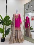 TRENDING GEORGETTE CODING SEQUENCE EMBROIDERY WORK TOP SHARARA WITH DUPATTA PARTY WEAR WHOLESALE PRICE ETHNIC GARMENT (5)