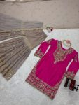TRENDING GEORGETTE CODING SEQUENCE EMBROIDERY WORK TOP SHARARA WITH DUPATTA PARTY WEAR WHOLESALE PRICE ETHNIC GARMENT (5)