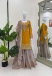 TRENDING GEORGETTE CODING SEQUENCE EMBROIDERY WORK TOP SHARARA WITH DUPATTA PARTY WEAR WHOLESALE PRICE ETHNIC GARMENT (9)