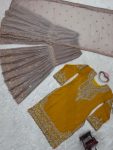 TRENDING GEORGETTE CODING SEQUENCE EMBROIDERY WORK TOP SHARARA WITH DUPATTA PARTY WEAR WHOLESALE PRICE ETHNIC GARMENT (9)