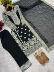 TRENDING GEORGETTE EMBROIDERY SEQUENCE WORK TOP BOTTOM WITH DUPATTA PARTY WEAR WHOLESALE PRICE ETHNIC GARMENT (4)