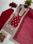 TRENDING GEORGETTE EMBROIDERY SEQUENCE WORK TOP BOTTOM WITH DUPATTA PARTY WEAR WHOLESALE PRICE ETHNIC GARMENT (4)