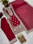 TRENDING GEORGETTE EMBROIDERY SEQUENCE WORK TOP BOTTOM WITH DUPATTA PARTY WEAR WHOLESALE PRICE ETHNIC GARMENT (4)