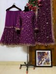 TRENDING GEORGETTE EMBROIDERY SEQUENCE WORK TOP SHARARA WITH DUPATTA PARTY WEAR WHOLESALE PRICE EETHNIC GARMENT (8)