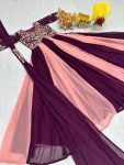 TRENDING GEORGETTE SEQUENCE EMBROIDERY THREAD WORK GOWN WITH DUPATTA PARTY WEAR WHOLESALE PRICE ETHNIC GARMENT (6)