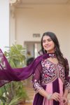 TRENDING GEORGETTE SEQUENCE EMBROIDERY THREAD WORK GOWN WITH DUPATTA PARTY WEAR WHOLESALE PRICE ETHNIC GARMENT (6)