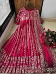 TRENDING GEORGETTE SEQUENCE THREAD EMBROIDERY WORK GOWN WITH DUPATTA PARTY WEAR WHOLESALE PRICE ETHNIC GARMENT (6)
