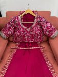TRENDING GEORGETTE THREAD SEQUENCE WORK SAREE KAMAR BELT WITH UNSTITCHED BLOUSE PARTY WEAR WHOLESALE PRICE ETHNIC GARMENT (4)