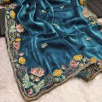 TRENDING JIMMY CHOO EMBROIDERY MULTI THREAD CODING WORK SAREE WITH UNSTITCHED BLOUSE PARTY WEAR WHOLESALE PRICE ETHNIC GARMENT (3)