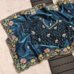 TRENDING JIMMY CHOO EMBROIDERY MULTI THREAD CODING WORK SAREE WITH UNSTITCHED BLOUSE PARTY WEAR WHOLESALE PRICE ETHNIC GARMENT (3)