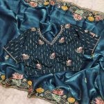 TRENDING JIMMY CHOO EMBROIDERY MULTI THREAD CODING WORK SAREE WITH UNSTITCHED BLOUSE PARTY WEAR WHOLESALE PRICE ETHNIC GARMENT (3)