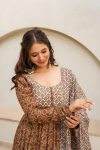 TRENDING MUSLIN DIGITAL PRINTED FLAIRED GOWN BOTTOM WITH DUPATTA PARTY WEAR WHOLESALE PRICE ETHNIC GARMENT (12)