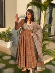 TRENDING MUSLIN DIGITAL PRINTED FLAIRED GOWN BOTTOM WITH DUPATTA PARTY WEAR WHOLESALE PRICE ETHNIC GARMENT (12)