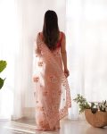 TRENDING NET EMBROIDERY CHAIN STITCH WORK SAREE WITH UNSTITCHED BLOUSE PARTY WEAR WHOLESALE PRICE ETHNIC GARMENT (3)