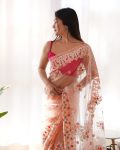 TRENDING NET EMBROIDERY CHAIN STITCH WORK SAREE WITH UNSTITCHED BLOUSE PARTY WEAR WHOLESALE PRICE ETHNIC GARMENT (3)