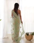 TRENDING NET EMBROIDERY CHAIN STITCH WORK SAREE WITH UNSTITCHED BLOUSE PARTY WEAR WHOLESALE PRICE ETHNIC GARMENT (7)