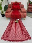 TRENDING NET THREAD SEQUENCE WORK SAREE WITH UNSTITCHED BLOUSE PARTY WEAR WHOLESALE PRICE ETHNIC GARMENT (6)