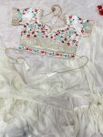 TRENDING ORGANZA PLAIN RUFFLE WORK LEHENGA SAREE WITH STITCHED BLOUSE PARTY WEAR WHOLESALE PRICE ETHNIC GARMENT (18)