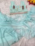 TRENDING ORGANZA PLAIN RUFFLE WORK LEHENGA SAREE WITH STITCHED BLOUSE PARTY WEAR WHOLESALE PRICE ETHNIC GARMENT (25)