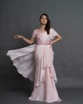 TRENDING ORGANZA PLAIN RUFFLE WORK LEHENGA SAREE WITH STITCHED BLOUSE PARTY WEAR WHOLESALE PRICE ETHNIC GARMENT (40)