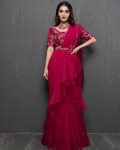 TRENDING ORGANZA PLAIN RUFFLE WORK LEHENGA SAREE WITH STITCHED BLOUSE PARTY WEAR WHOLESALE PRICE ETHNIC GARMENT (3)