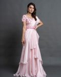 TRENDING ORGANZA PLAIN RUFFLE WORK LEHENGA SAREE WITH STITCHED BLOUSE PARTY WEAR WHOLESALE PRICE ETHNIC GARMENT (40)
