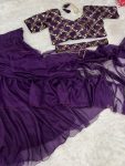 TRENDING ORGANZA PLAIN RUFFLE WORK LEHENGA SAREE WITH STITCHED BLOUSE PARTY WEAR WHOLESALE PRICE ETHNIC GARMENT (47)