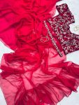 TRENDING ORGANZA PLAIN RUFFLE WORK LEHENGA SAREE WITH STITCHED BLOUSE PARTY WEAR WHOLESALE PRICE ETHNIC GARMENT (3)