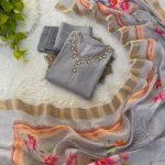 TRENDING ROMAN SILK HAND WORK TOP BOTTOM WITH DUPATTA PARTY WEAR WHOLESALE PRICE ETHNIC GARMENT (2)