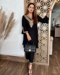 TRENDING VELVET EMBROIDERY WORK TOP WITH PALAZZO PARTY WEAR WHOLESALE PRICE ETHNIC GARMENT (3)